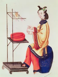 Eine chinesische Frau macht eine Spule, Qianlong-Periode